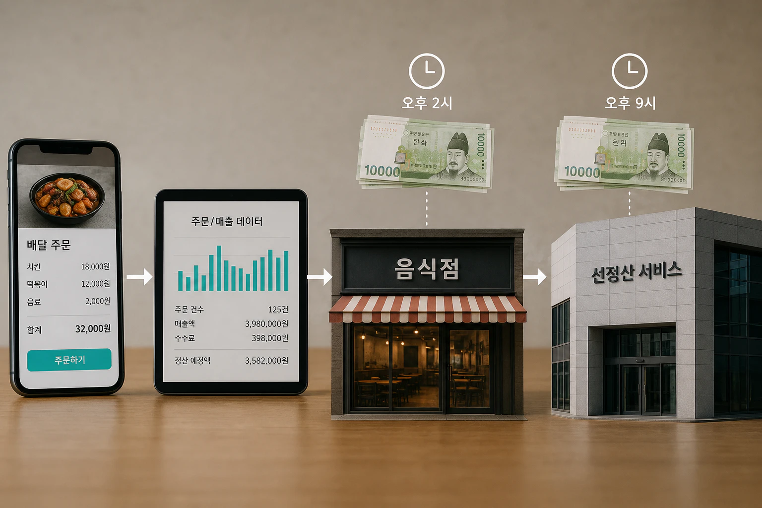 배달앱 매출이 선정산 서비스로 이동하는 흐름