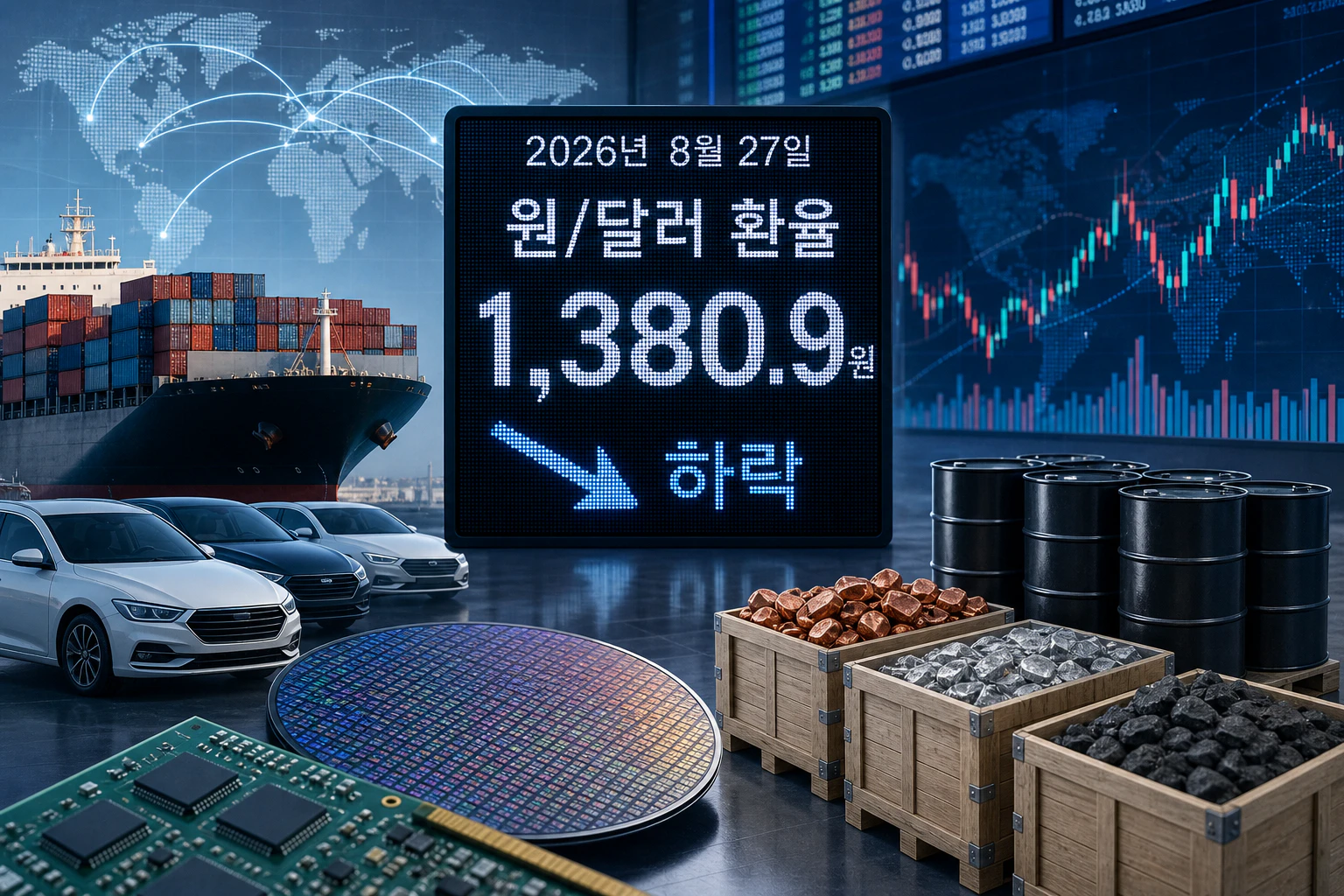 원달러 환율 1380.9원 하락, 수출주 투자 영향