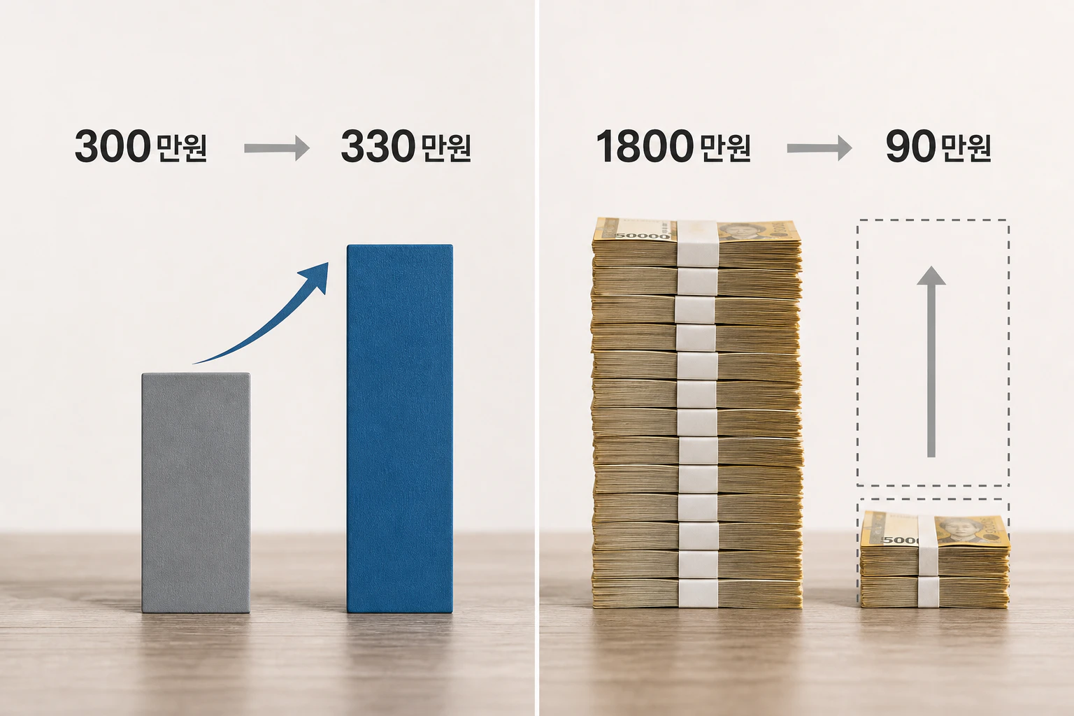 임금 상승과 DB형 적립금 수익의 차이를 보여 주는 인포그래픽