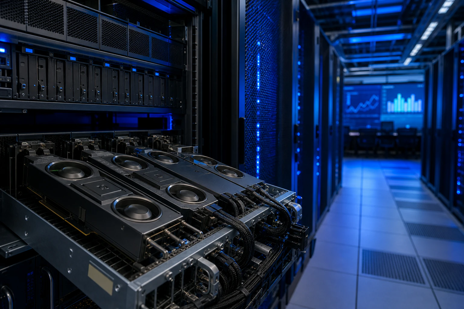 AI 데이터센터 서버 랙과 GPU 가속기 모듈