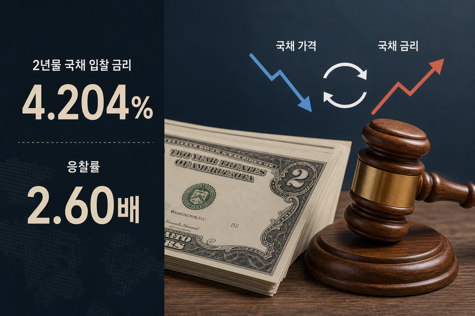 2년물 국채 입찰 금리와 응찰률을 설명하는 인포그래픽