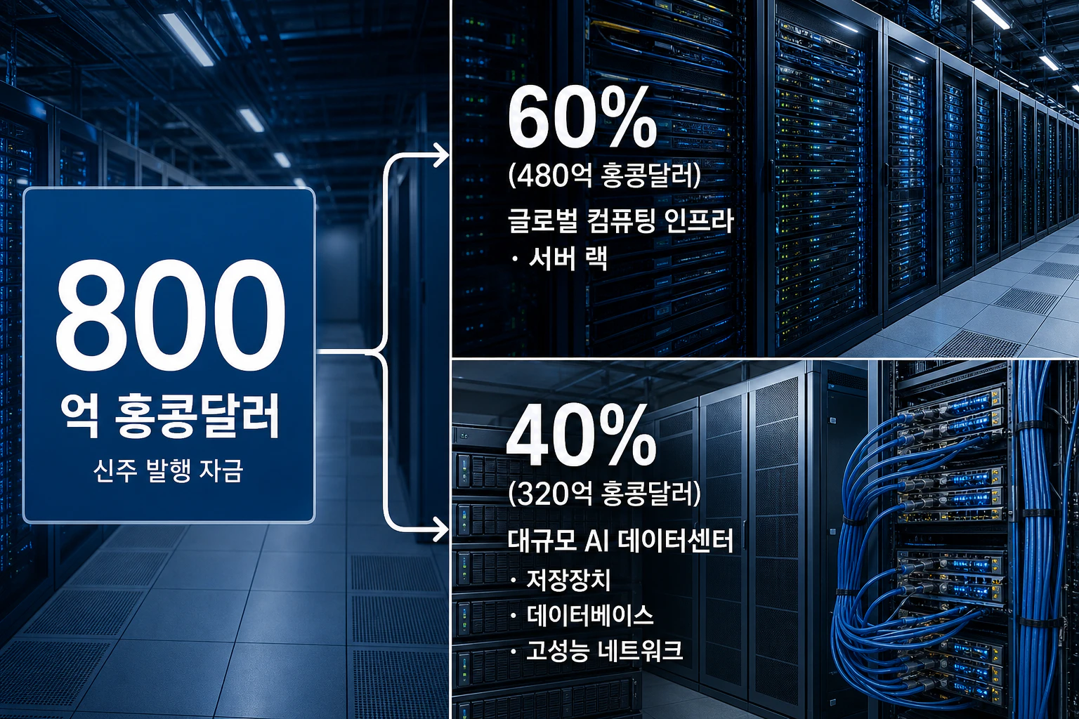 알리바바 AI 투자 자금의 컴퓨팅 인프라 배분 인포그래픽
