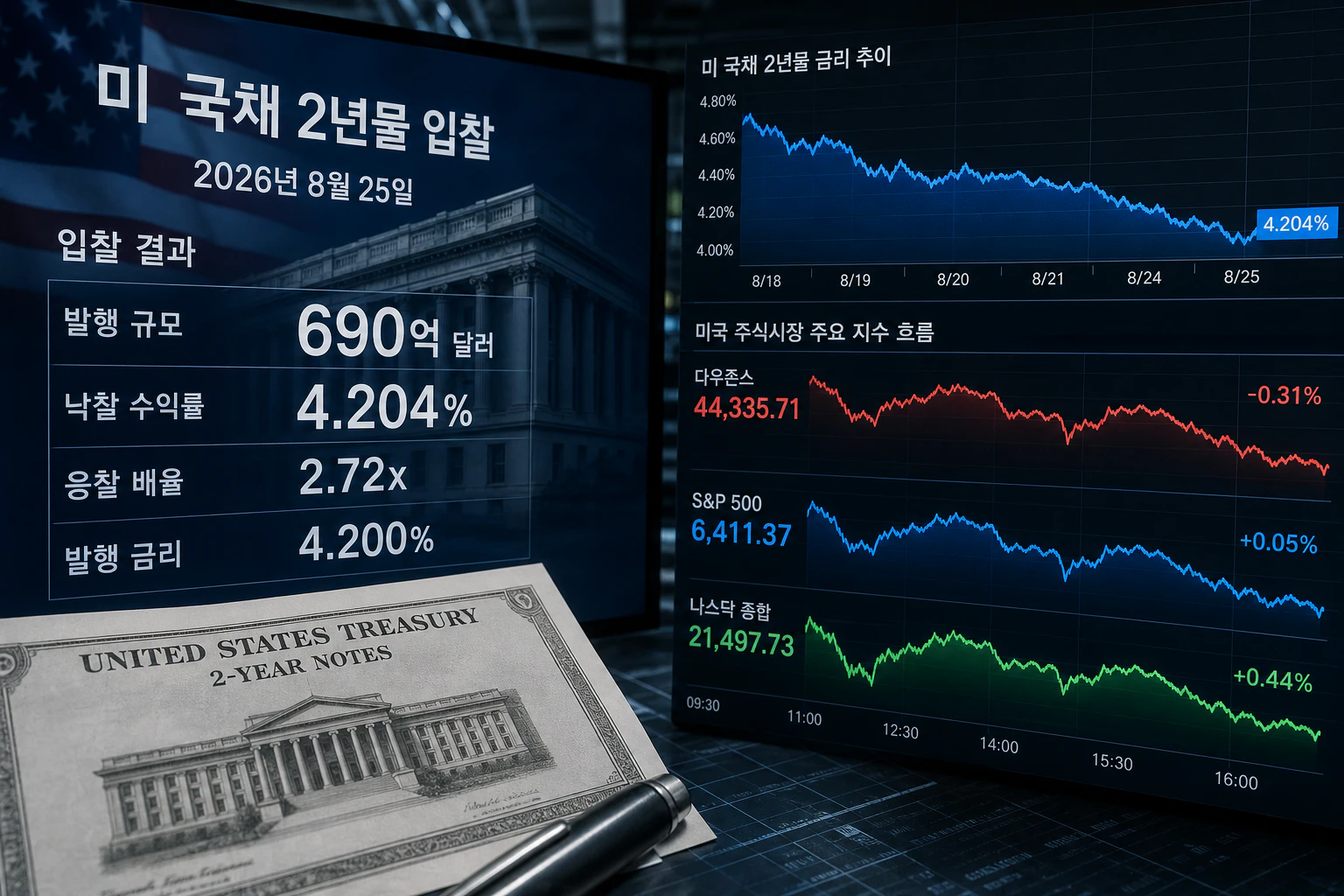 미 국채 2년물 수요 개선, 주식은 왜 엇갈렸나