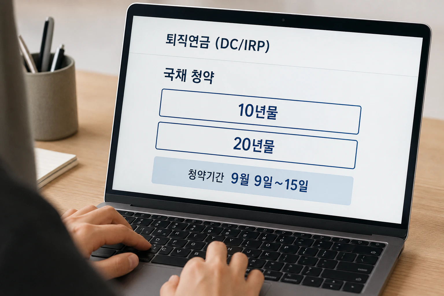 퇴직연금 계좌에서 국채 청약 메뉴를 확인하는 장면