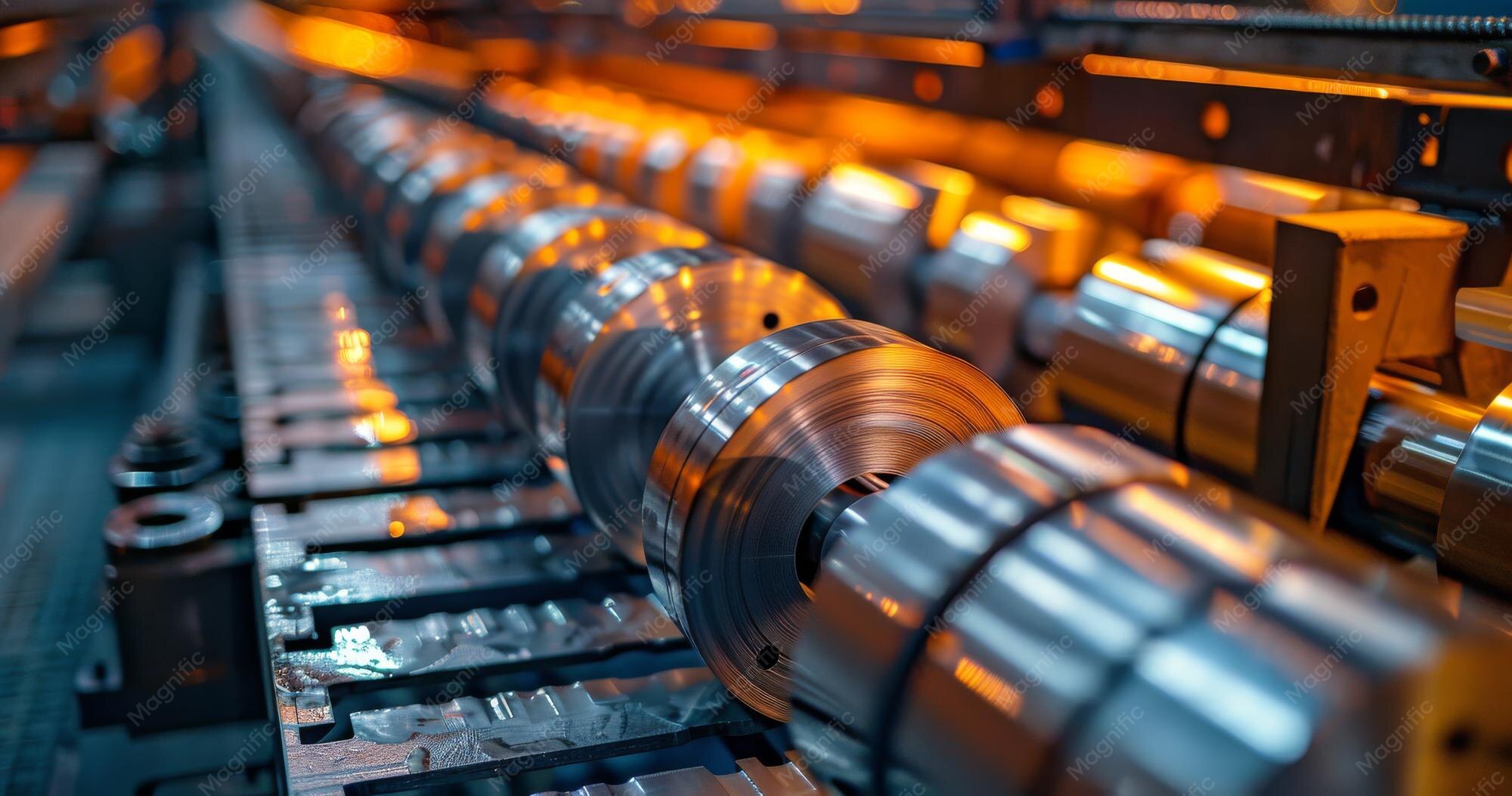 Steel Coil Production Line In A Modern Industrial Factory