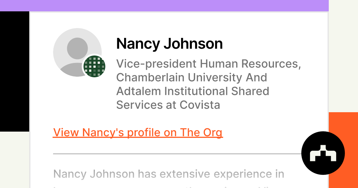 Nancy Johnson - Vice-president Human Resources, Chamberlain University ...