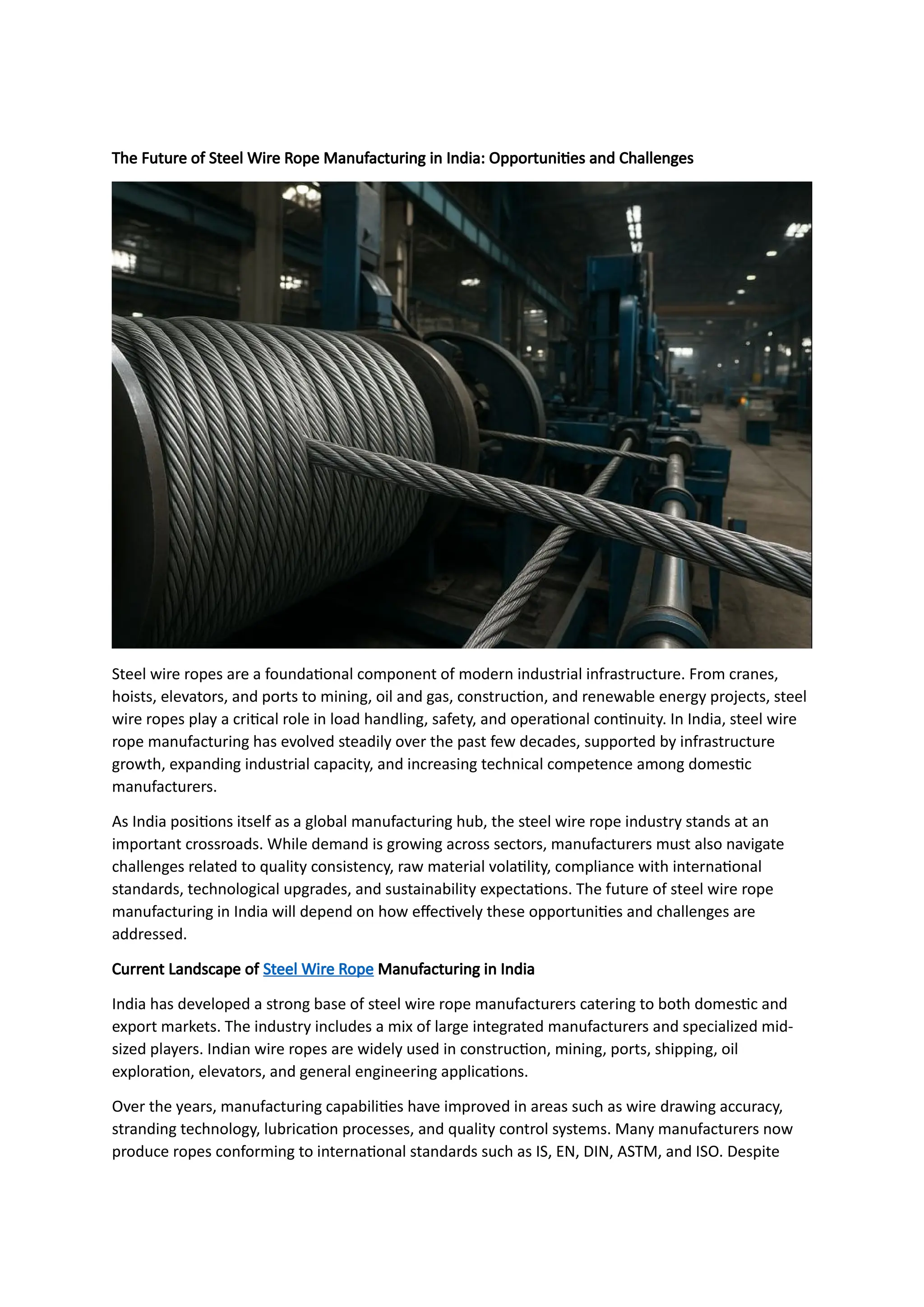 The Future of Steel Wire Rope Manufacturing in India: Opportunities and ...