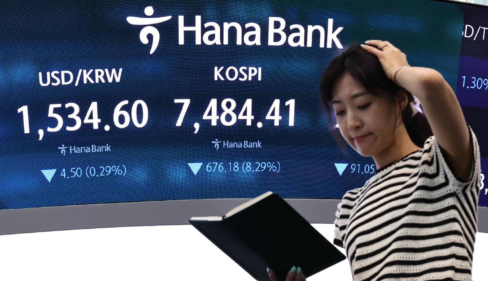 코스피 하루 8% 급락 7,484.41로 마감, 반등 조건 2가지