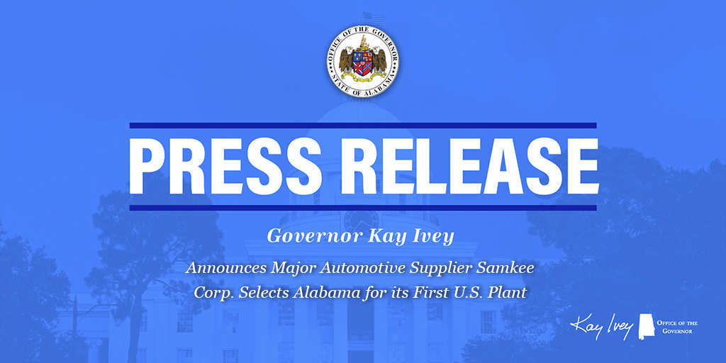 Governor Ivey Announces Major Automotive Supplier Samkee Corp. Selects  Alabama for its Fi