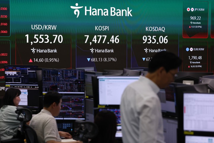 코스피 676.18포인트 급락, 종목 95% 하락·외국인 119조 매도