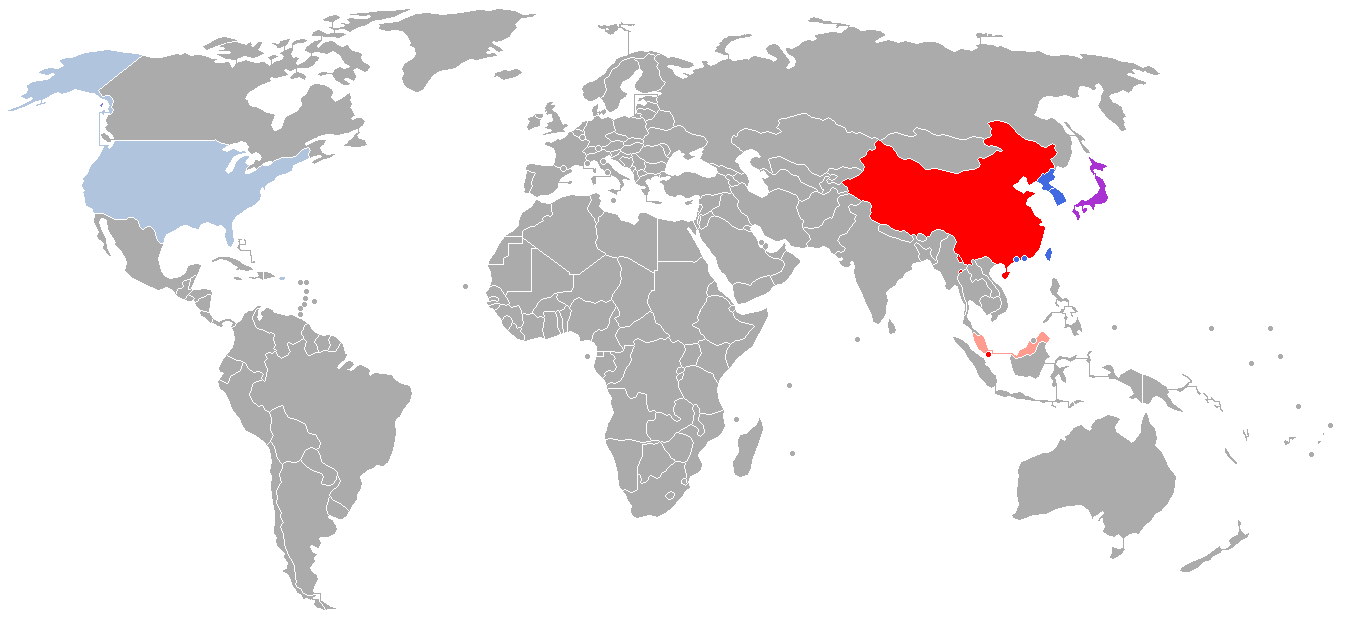 File:Traditional and simplified Chinese characters around the world.png - Wikimedia Common