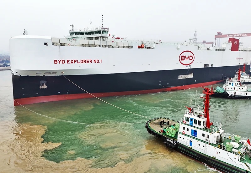 BYD's first chartered cargo ship for EVs sets sail for Europe