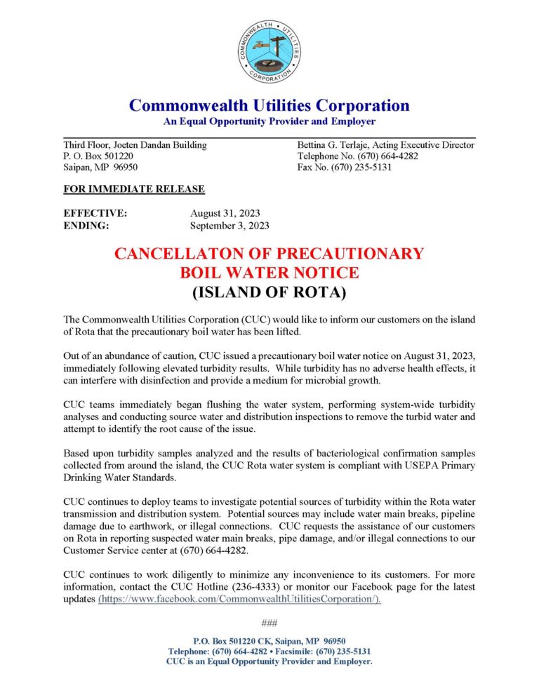 2023-SEPT-04, Press Release re Cancellation of Precautionary Boil Water ...