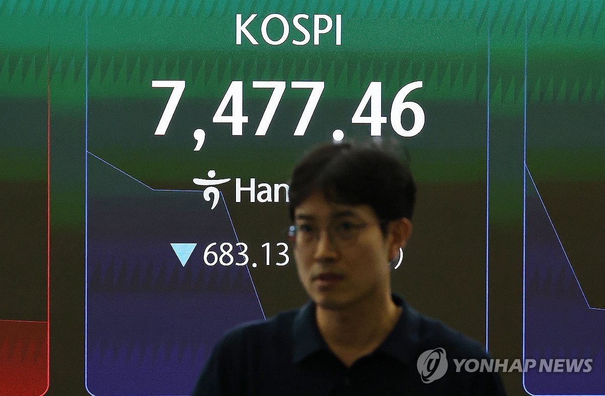 8일 코스프·코스닥 동반 급락, 코스피 8,000 출발해 7,400 마감