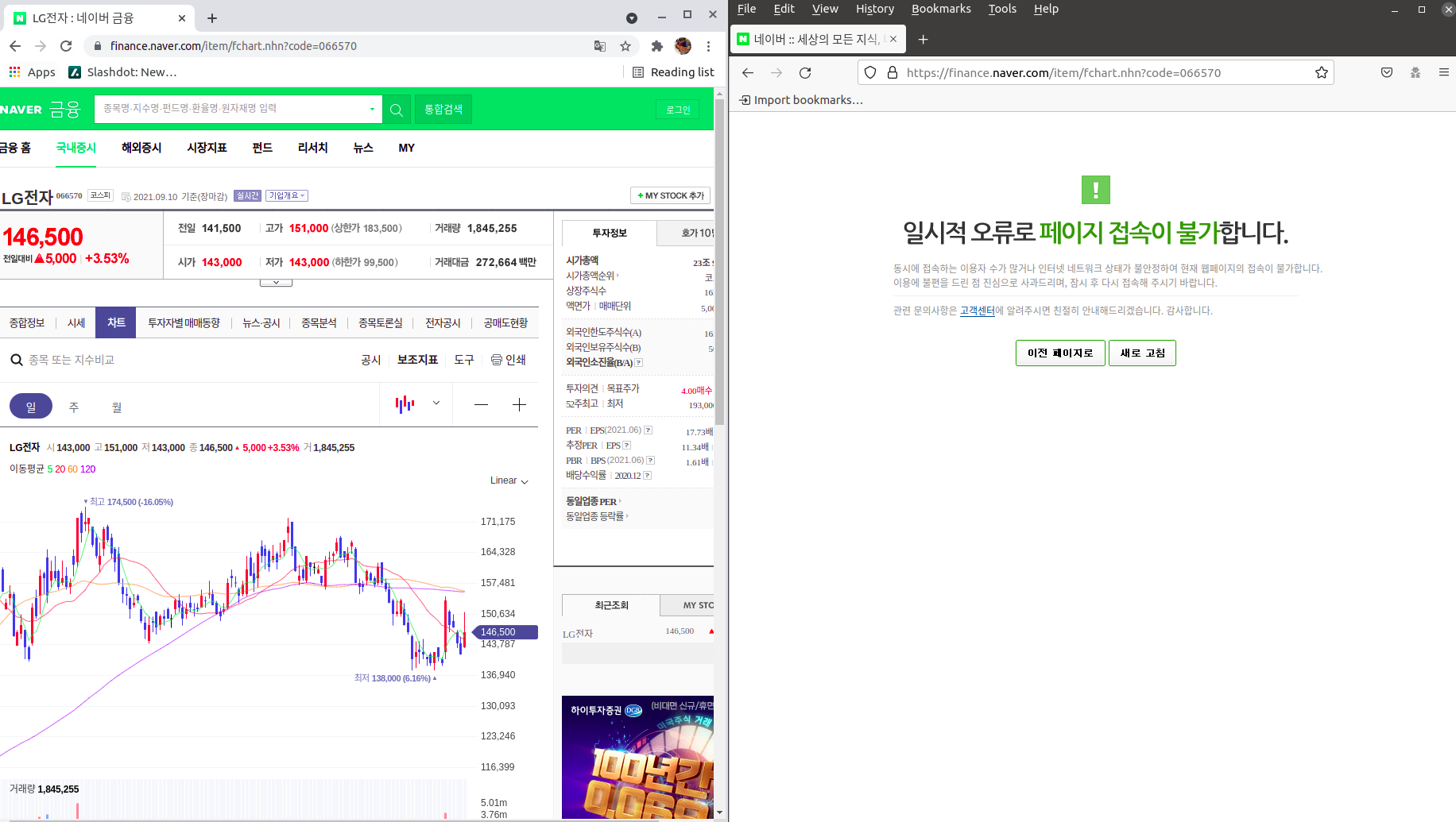 finance.naver.com - Unable to access the chart view of a stock item ...