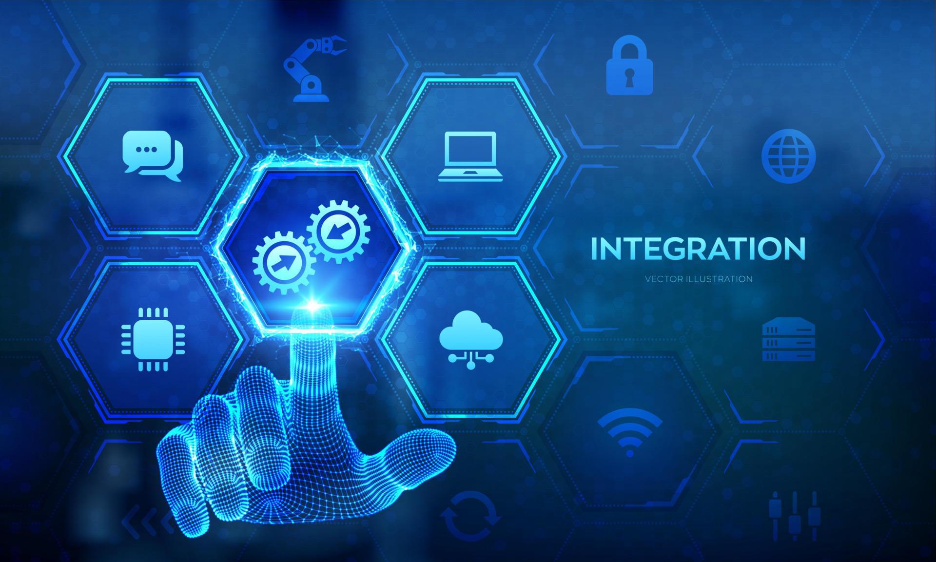 Integration data system. System Integration technology concept ...