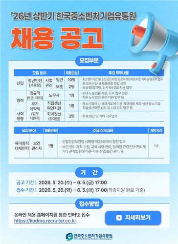 한국중소벤처기업유통원, 26일부터 상반기 직원 18명 모집