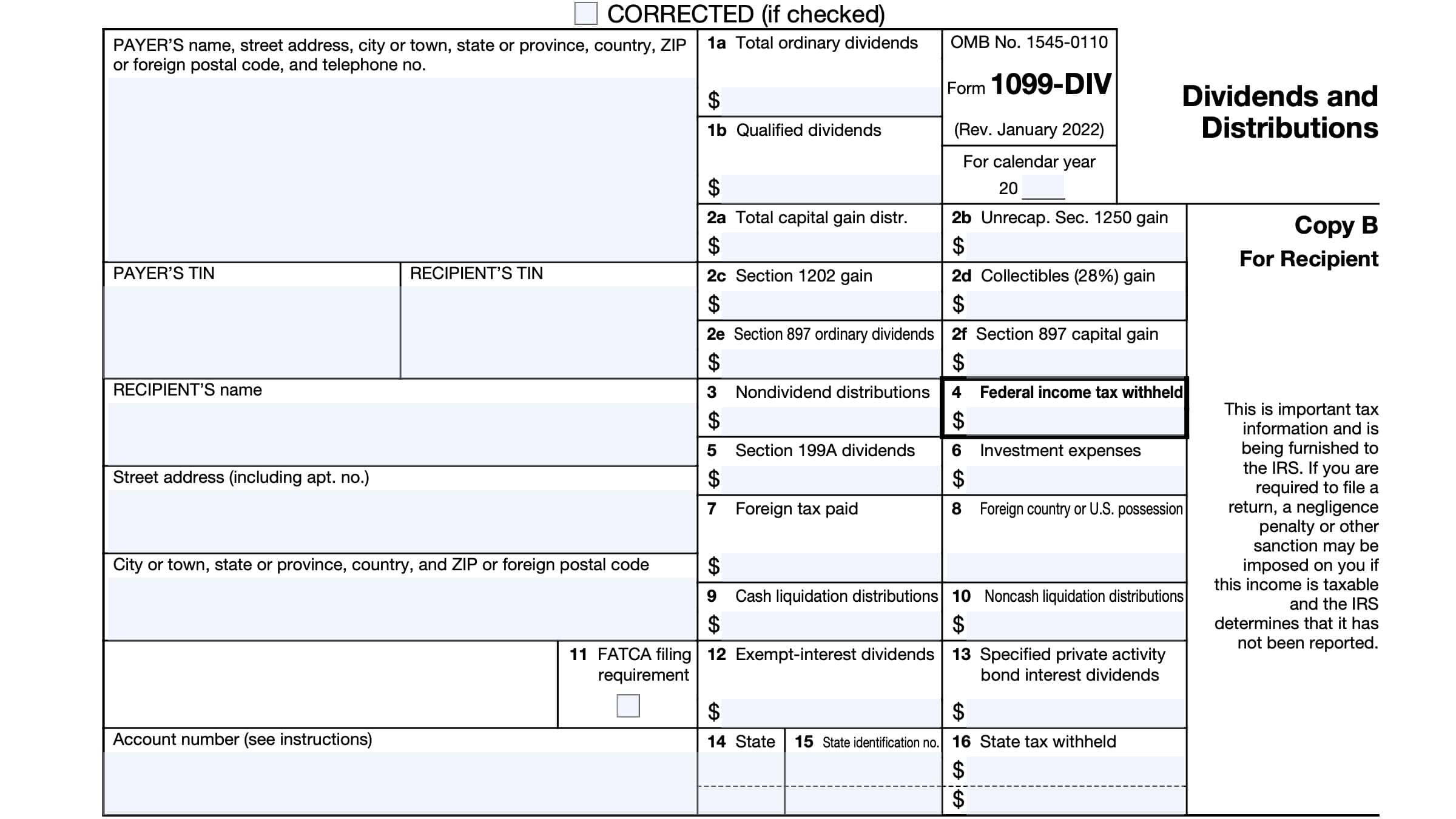 IRS Form 1099-DIV Instructions - Dividend and Distribution Income