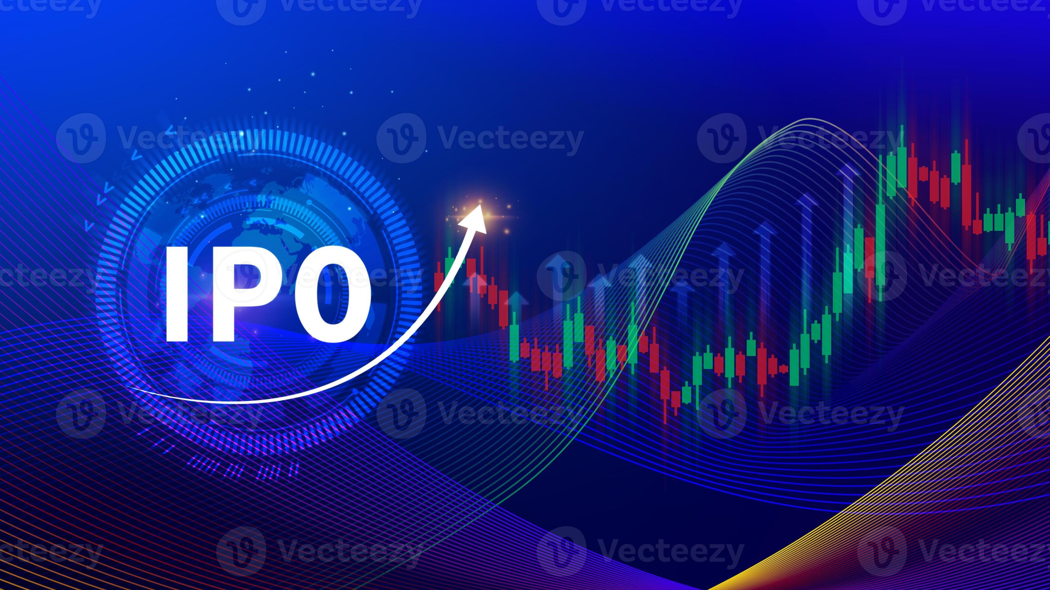 IPO, Initial public offering concept, virtual IPO word with stock graph ...