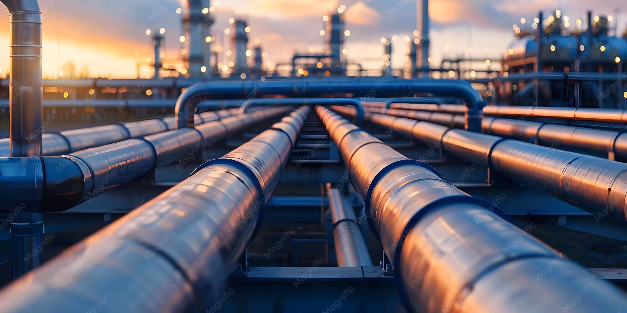 Exterior Perspective of Oil Refinery Plant Piping Concept Industrial ...