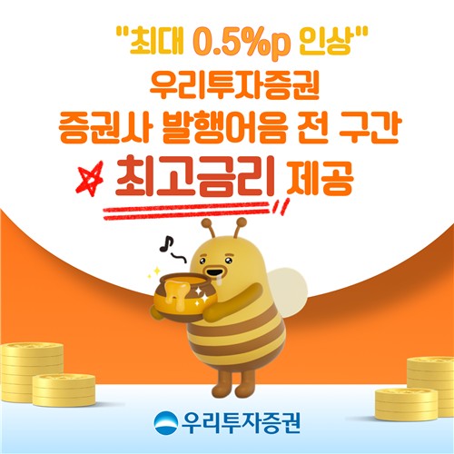 우리투자증권, 발행어음형 예금 금리 최대 0.5%p 인상