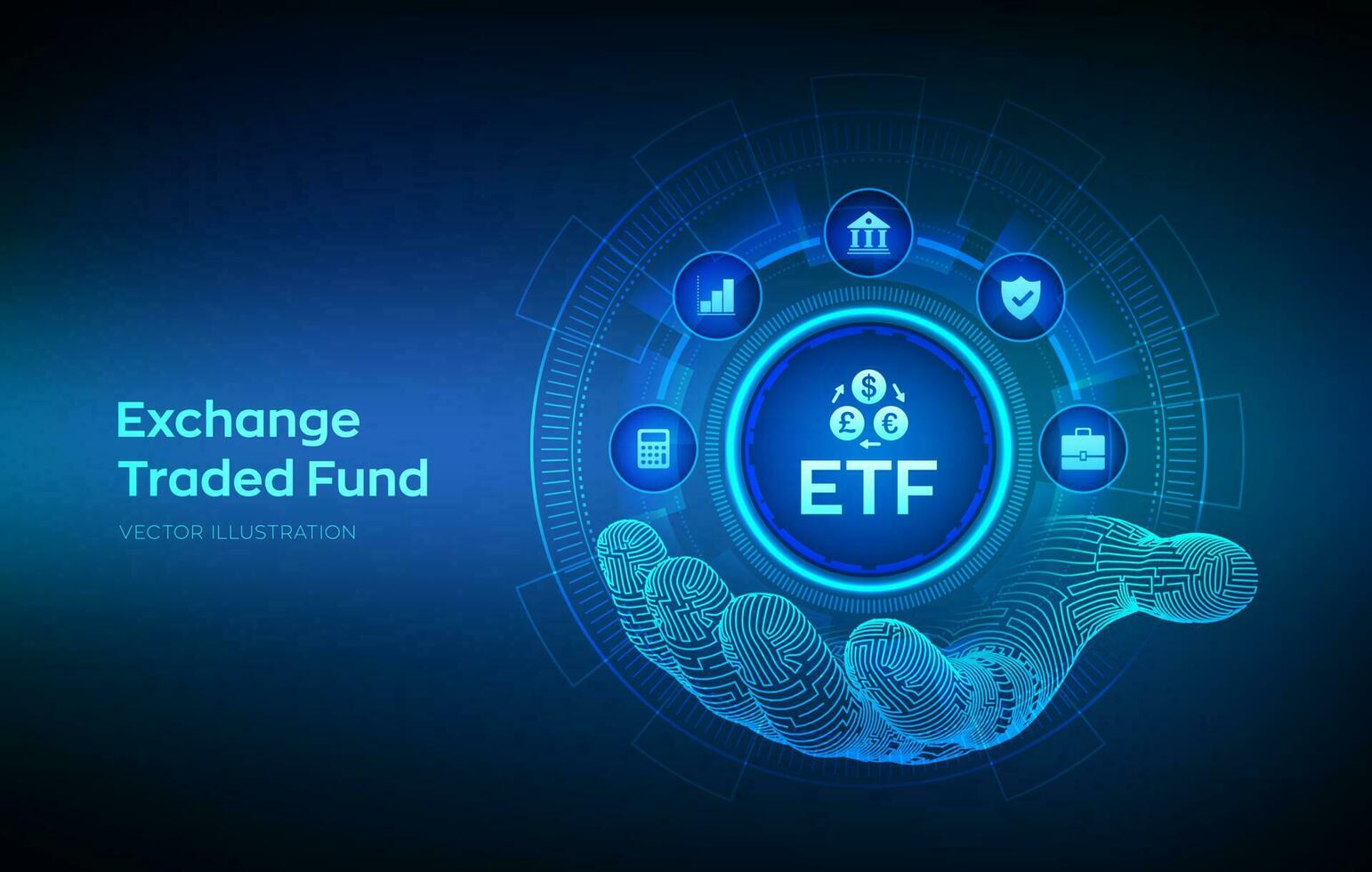 ETF. Exchange traded fund stock market trading investment financial ...