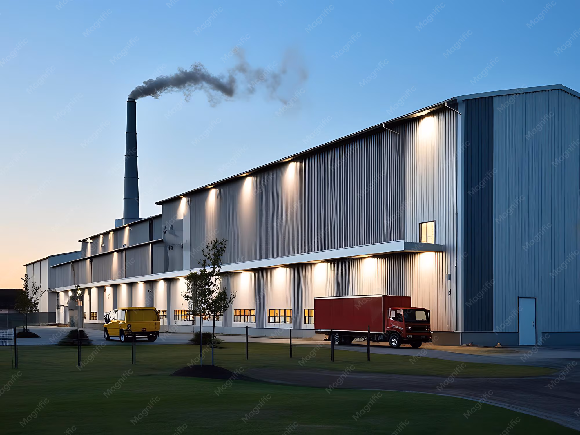 Modern industrial factory building exterior