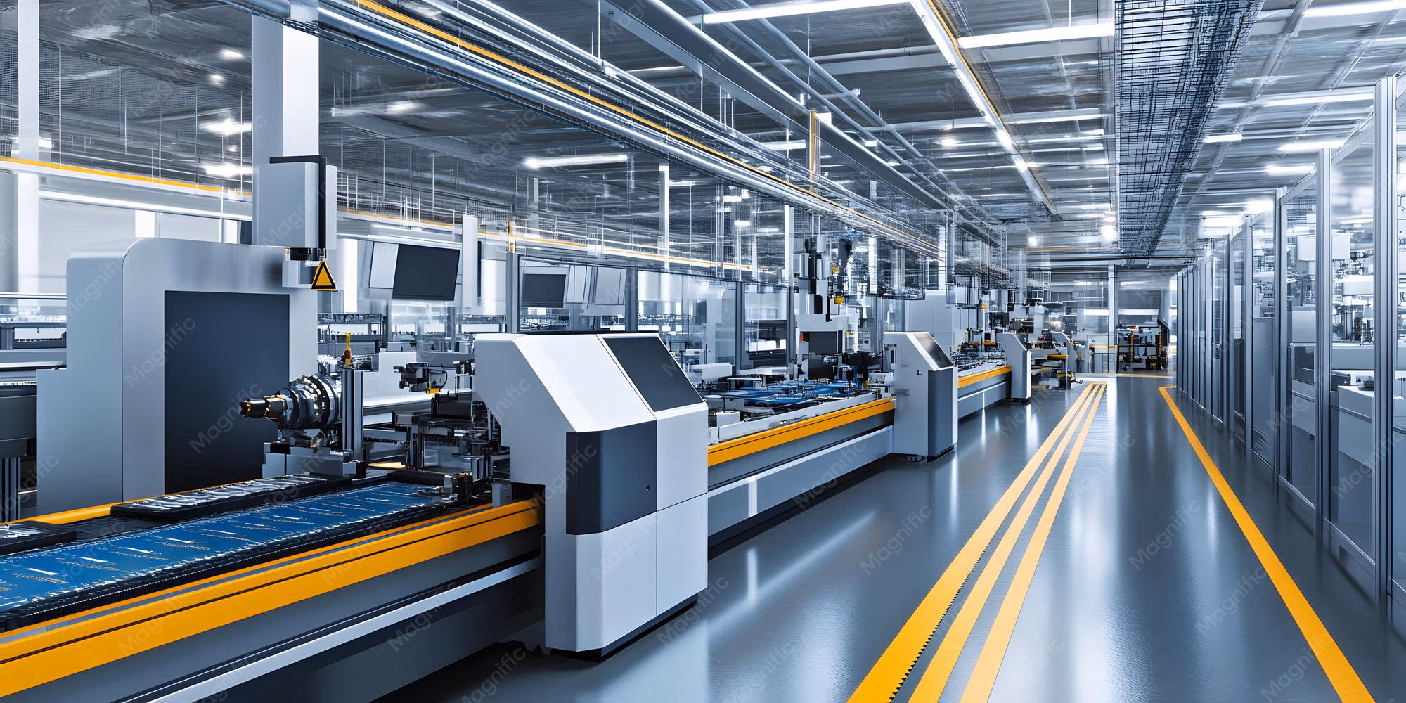 Electronic assembly line with circuit boards and soldering stations ...
